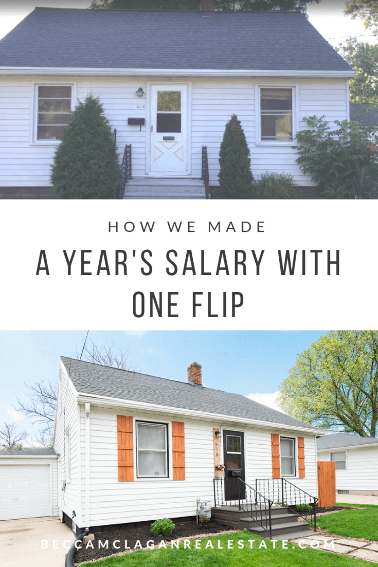 A Year’s Salary with One Flip exterior before and after of the Little River House by Becca McLagan