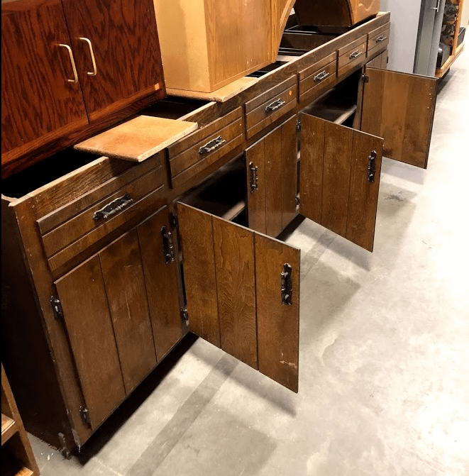 salvaged cabinets for DIY kitchen Island
